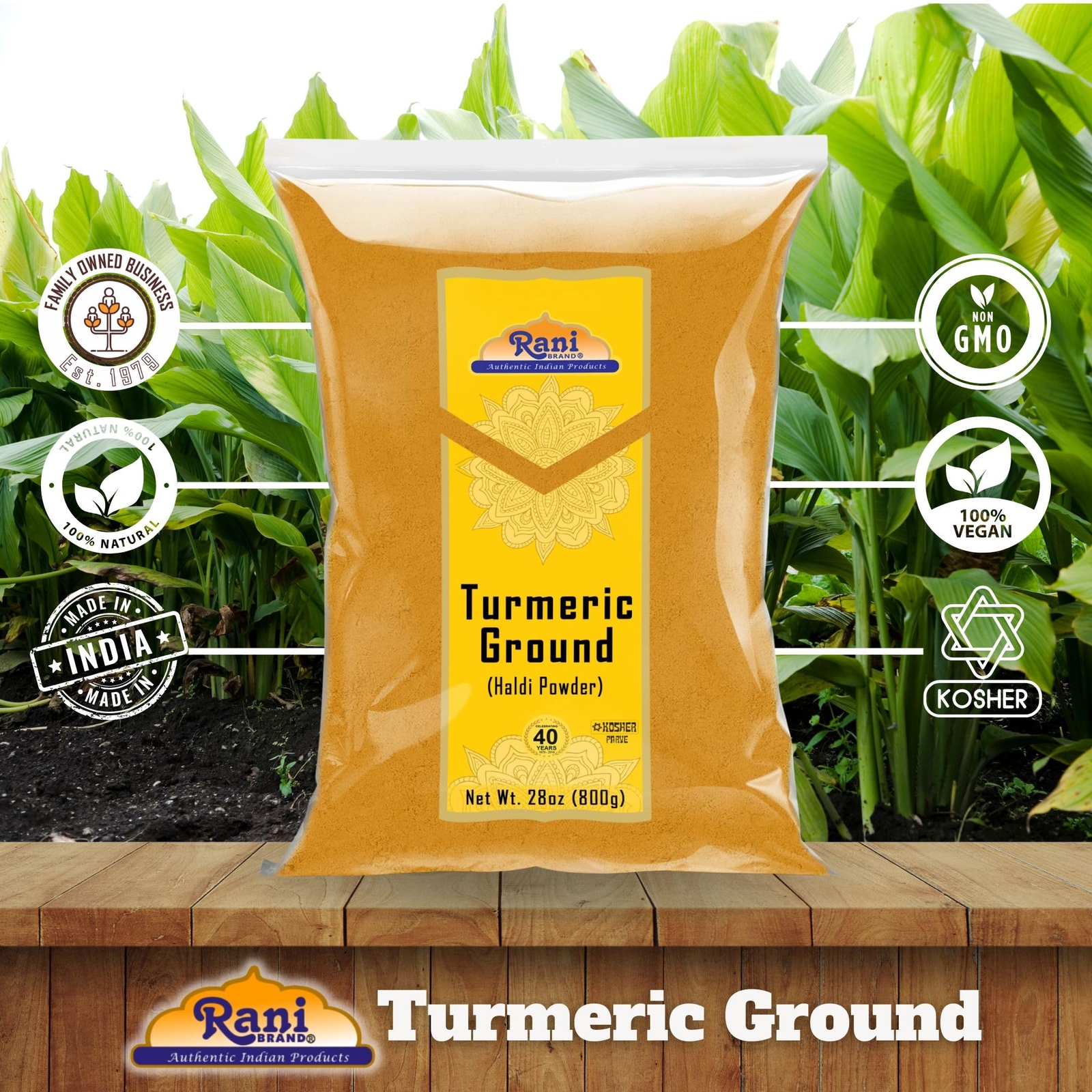 Rani Turmeric (Haldi) Root Powder Spice, (High Curcumin Content) 28oz (800g)