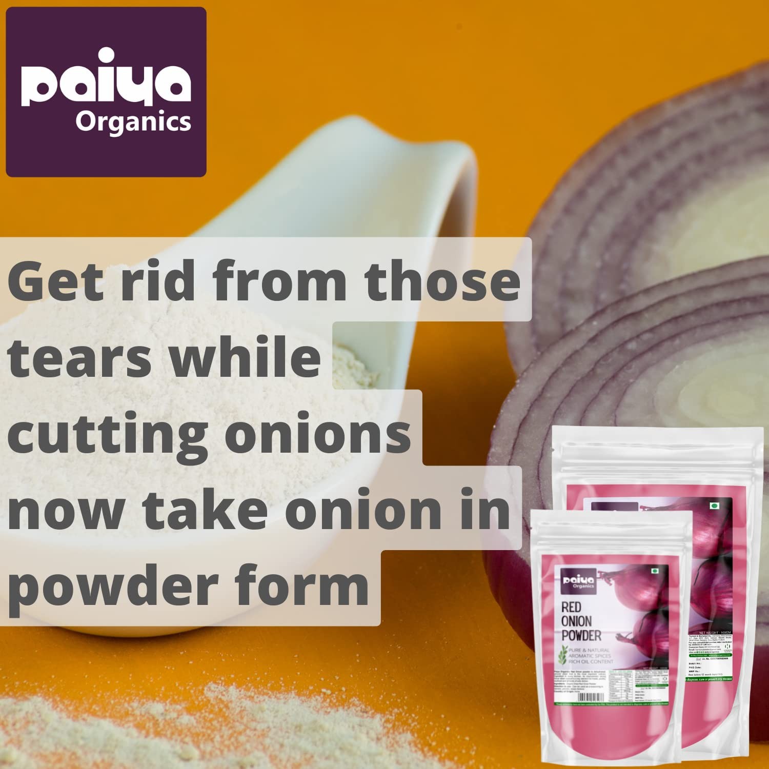 Paiya Organics Red Onion Powder 100gm Each Pack Of 4