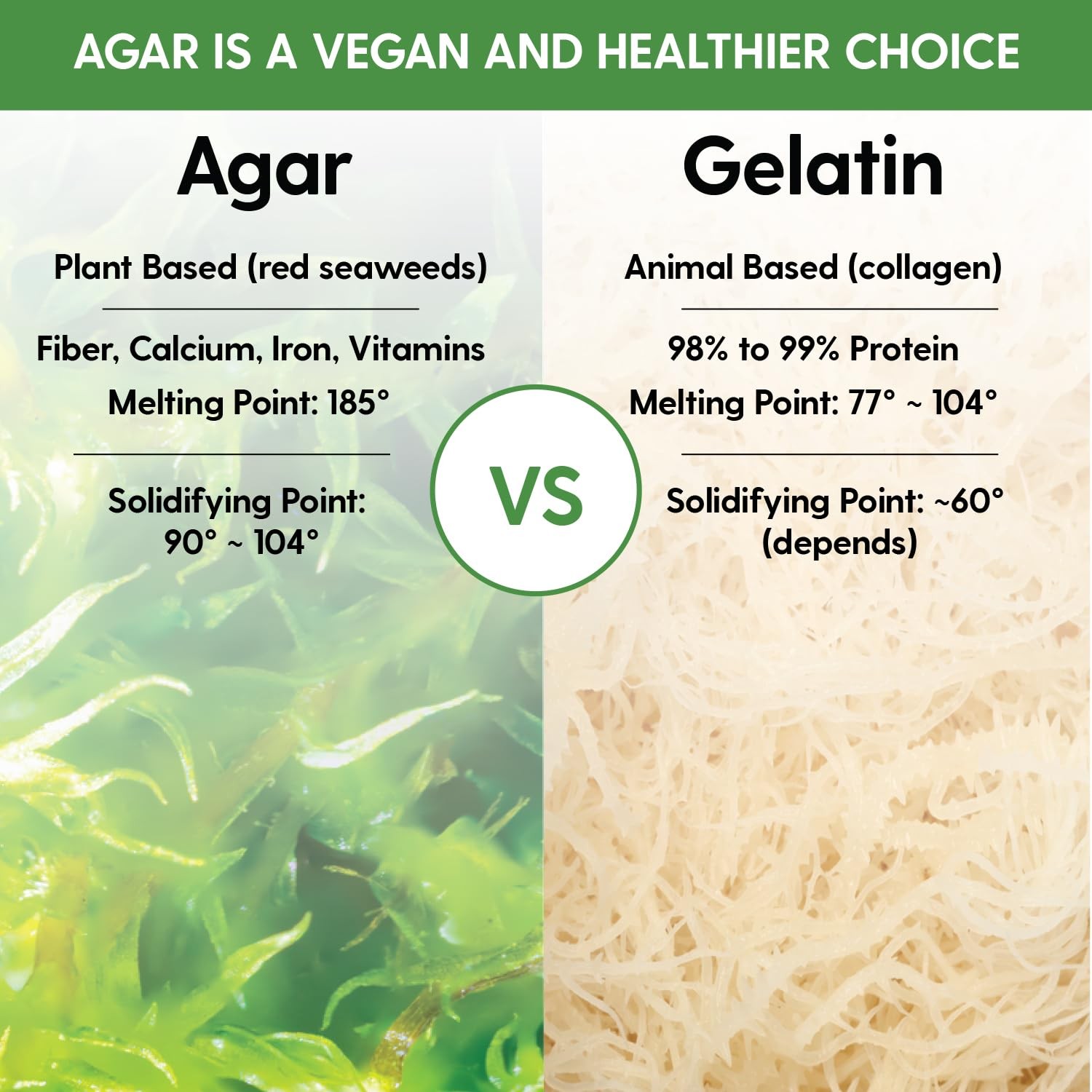 AGAR AGAR POWDER VEGAN GELATIN Substitute Cooking Baking Plant Based Natural 4oz