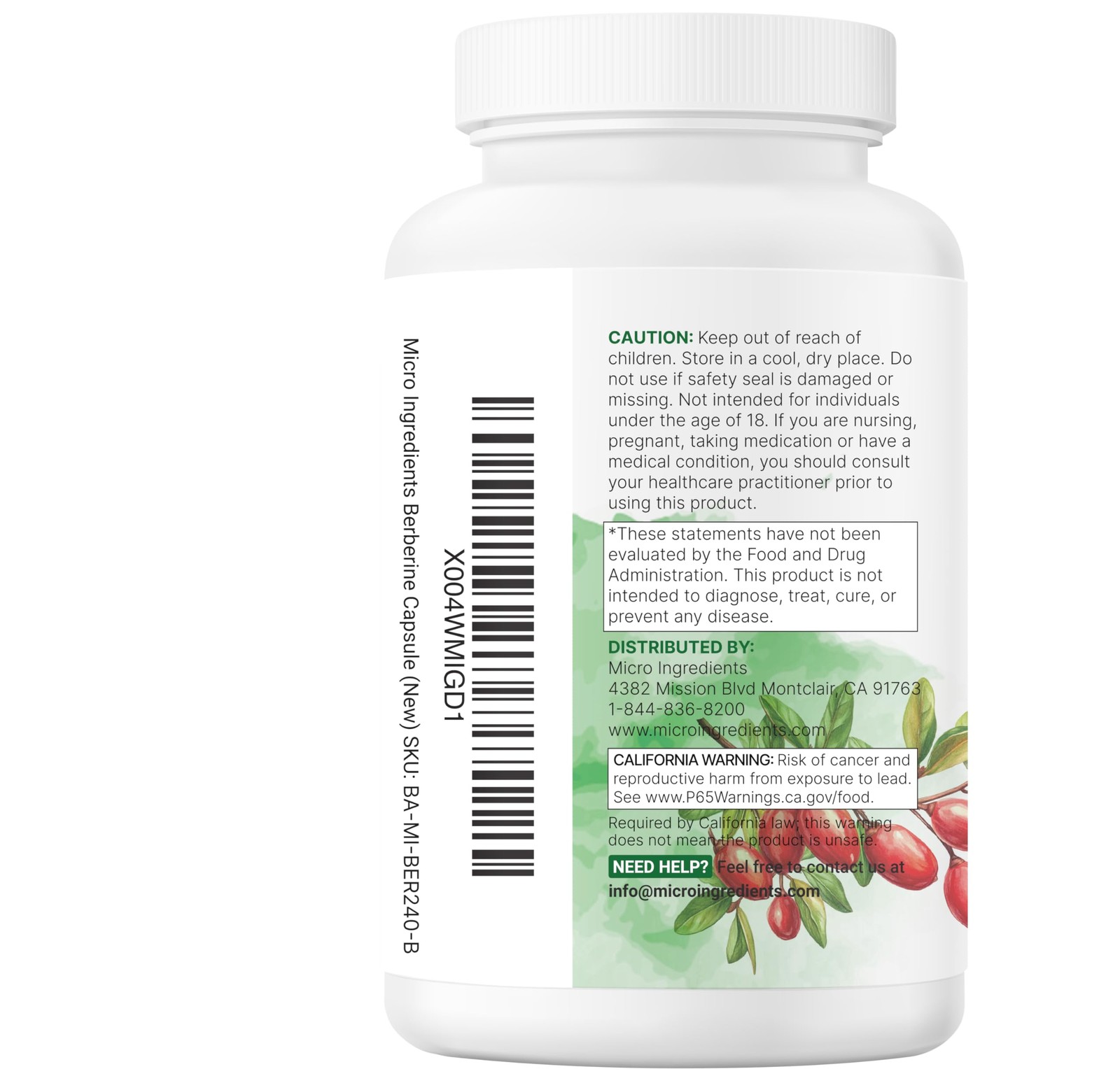 Micro Ingredients Berberine with Ceylon Cinnamon, 240 240 Count (Pack of 1)