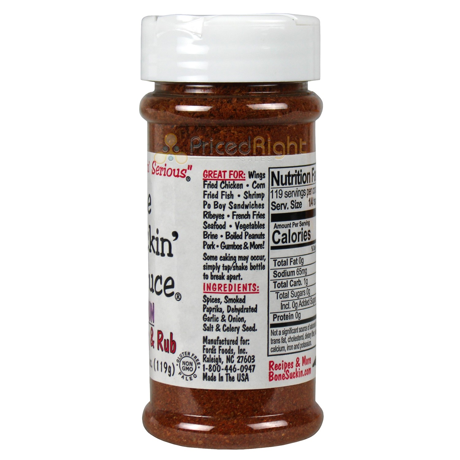 Bone Suckin’ Sauce Cajun Seasoning and Rub 4.2 Oz Bottle Non Gmo Gluten Fat Free