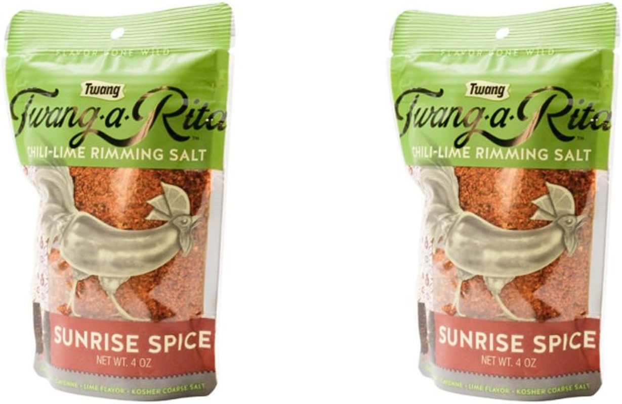 Twang-A-Rita Rimming Salt Varieties – 4 Ounce Pouch – (2 Pack) (Sunrise Spice (B