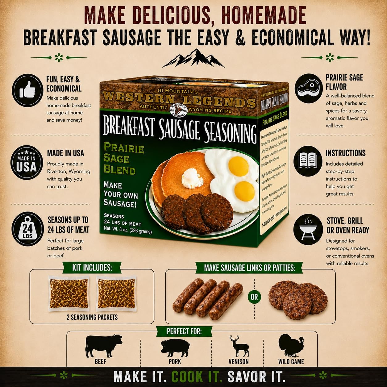 Hi Mountain Breakfast Sausage Seasoning Mix Praire Sage Make Homemade Sausage