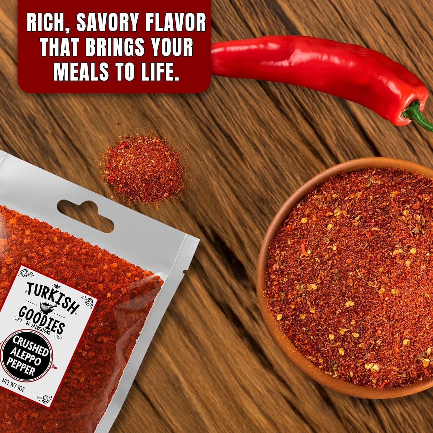 Aleppo Pepper – Turkish Red Chili Flakes (Pul Biber) by Turkish Goodies | 3oz Ba
