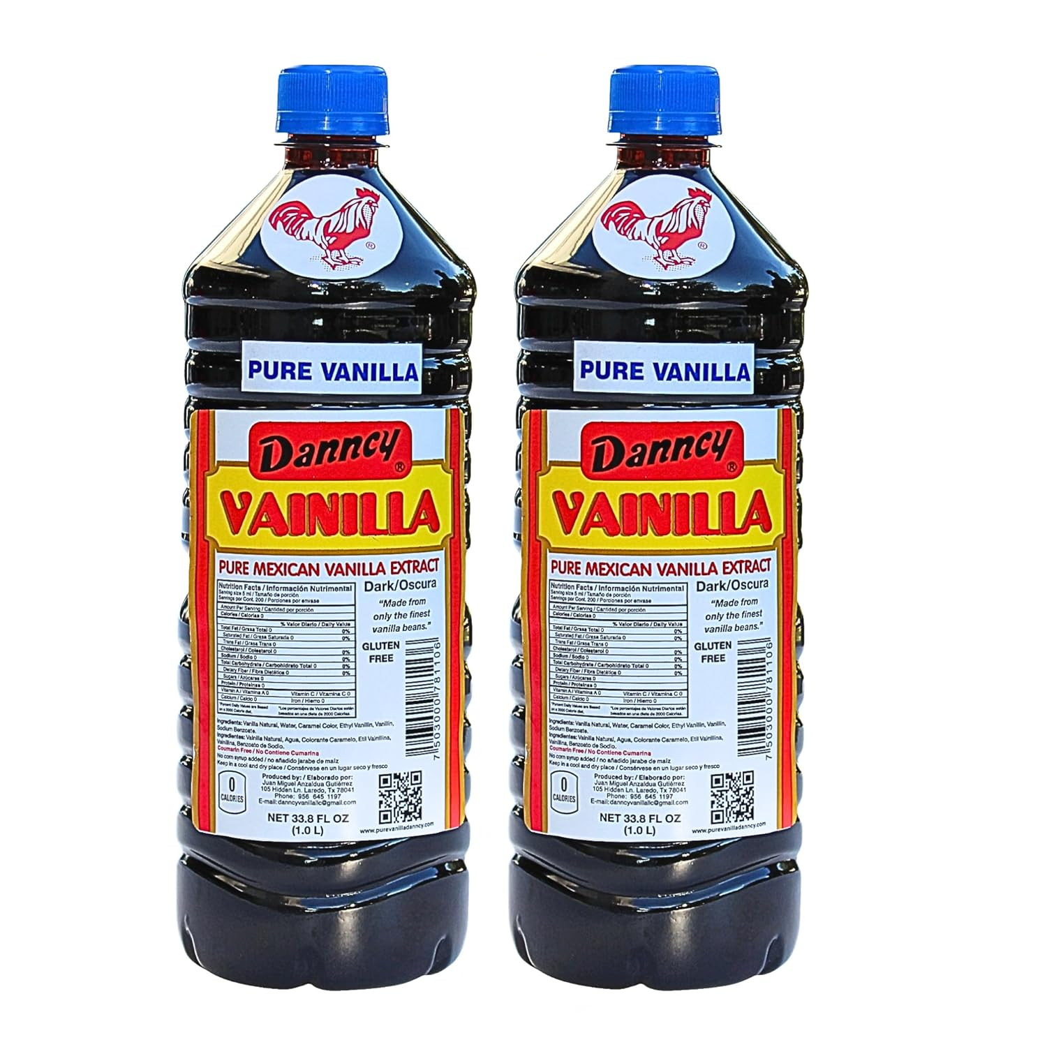 Vanilla Dark 33.8 Fl Oz (1L) 2 Pack – Authentic Mexican Vanilla Flavor