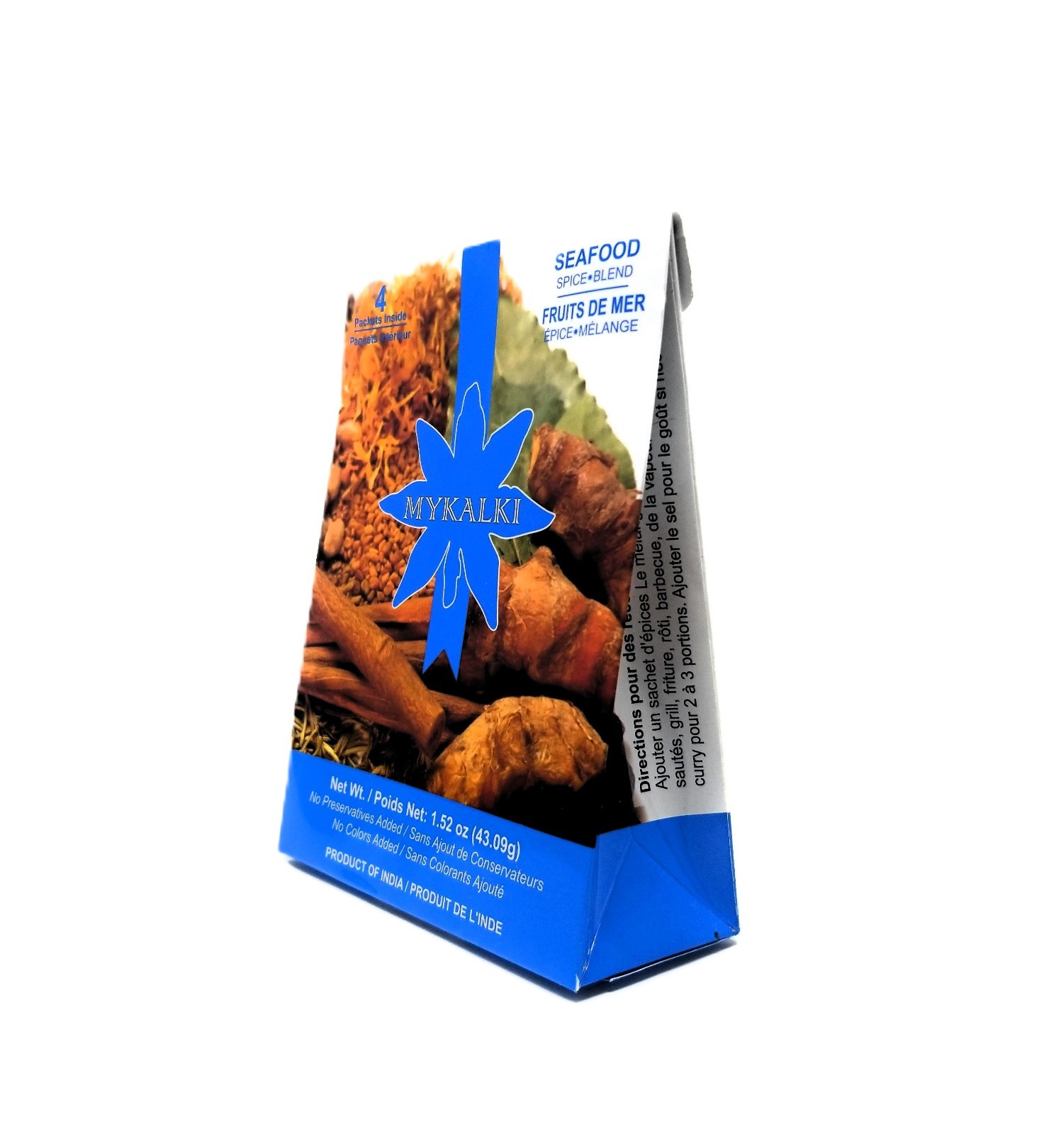 MYKALKI Seafood Spice Blend 4 Pack 1.52 oz Indian No Preservatives No Colors
