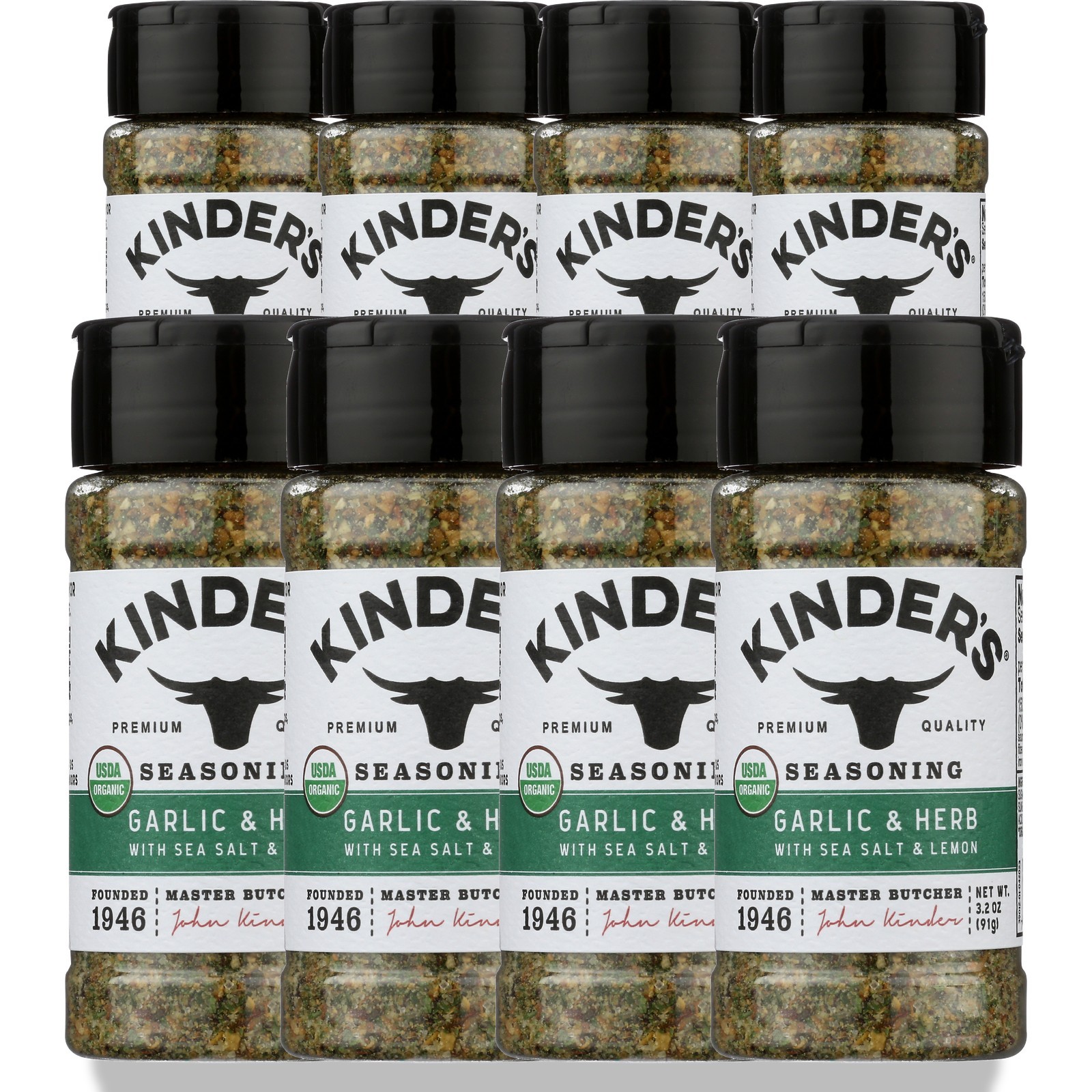 Organic Garlic & Herb Seasoning By Kinder’S With Sea Salt And Lemon 3.2 8 Pack