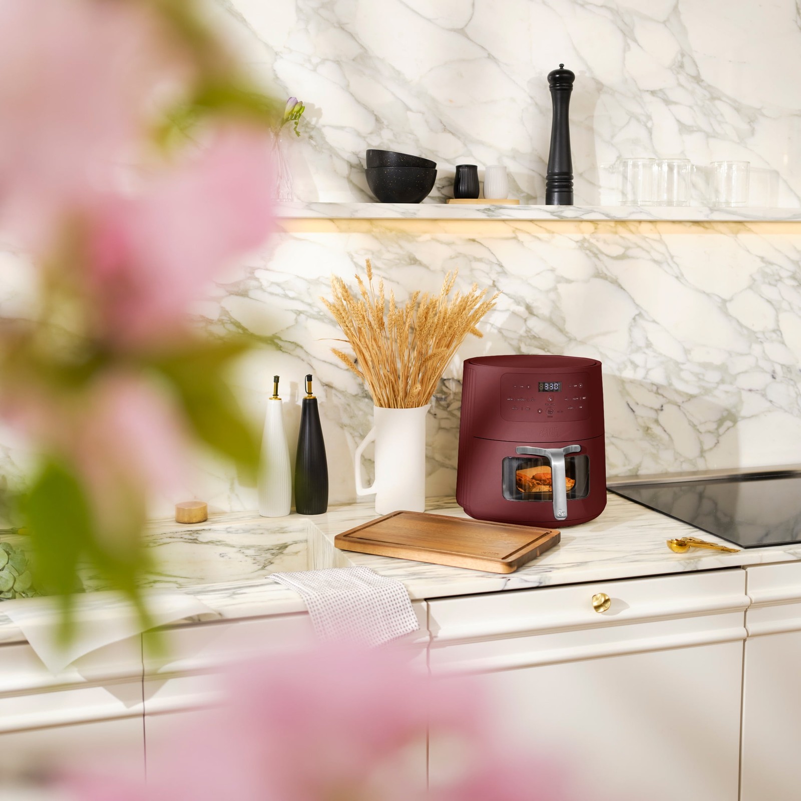 6QT Air Fryer with Thymecrisp™ Ceramic Nonstick Basket Cabernet Red