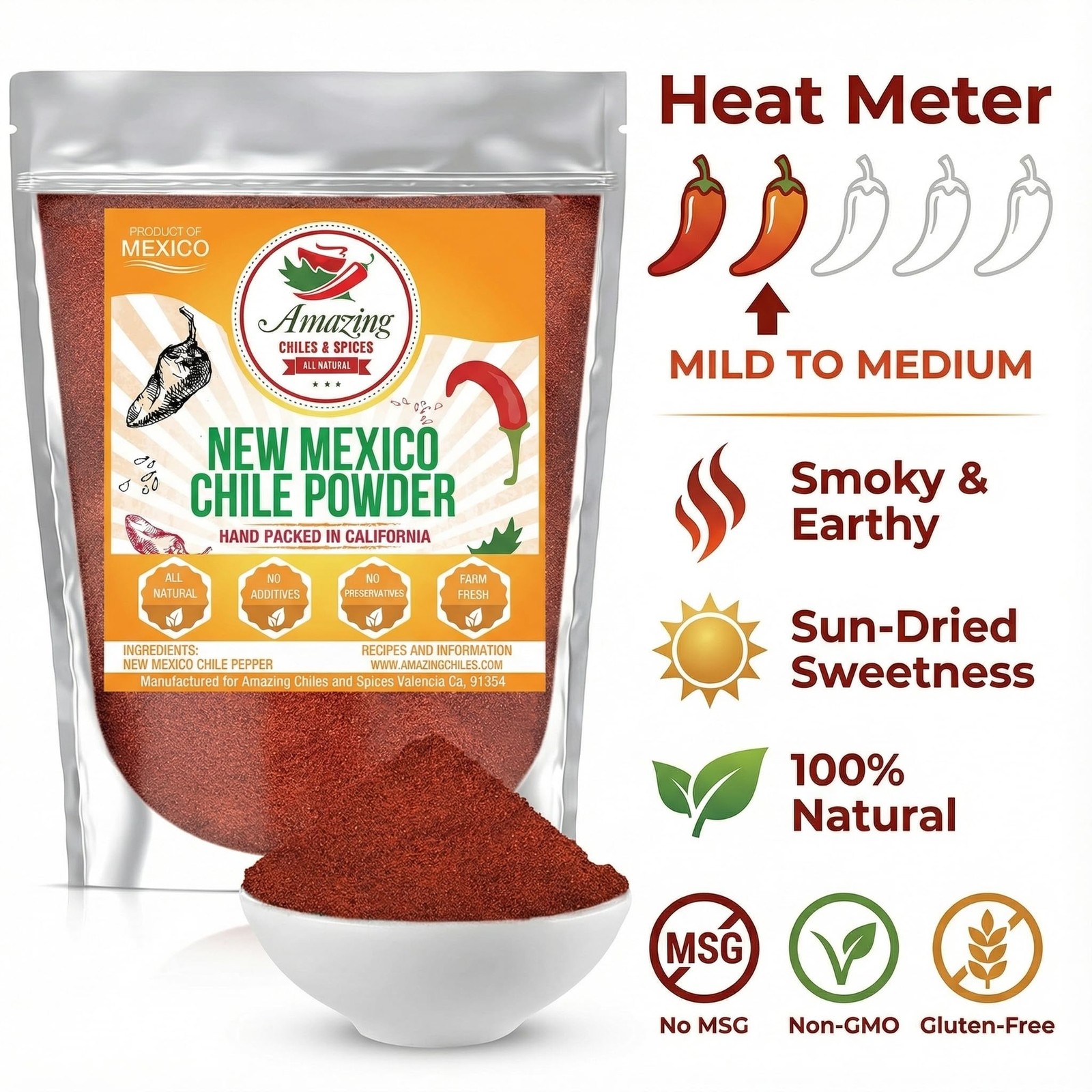 New Mexico Chili Powder (4oz) – Natural and Premium. 4 Ounce (Pack of 1)