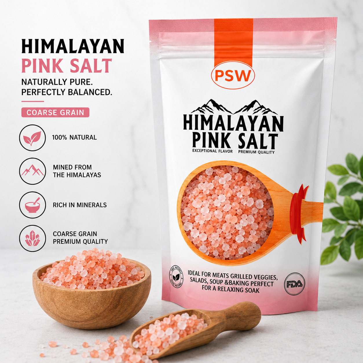 Pink Salt Coarse Grain Himalayan Salt – Multi Listing – Choose Your Size