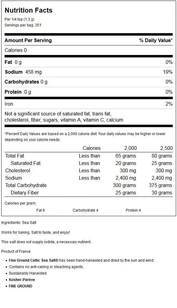 Selina Naturally Light Grey Celtic coarse sea salt, 1 lb. bag