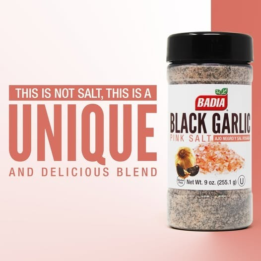 Badia® Black Garlic Pink Himalayan Salt / Ajo Negro y Sal Rosada 9 oz KOSHER