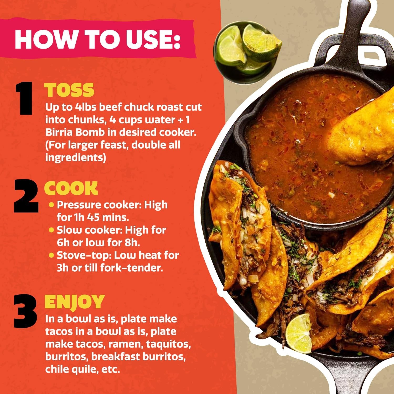 Pack of 2 Birria Bomb Spice Mix – Elevate Tacos, Burritos, and Nachos Easily