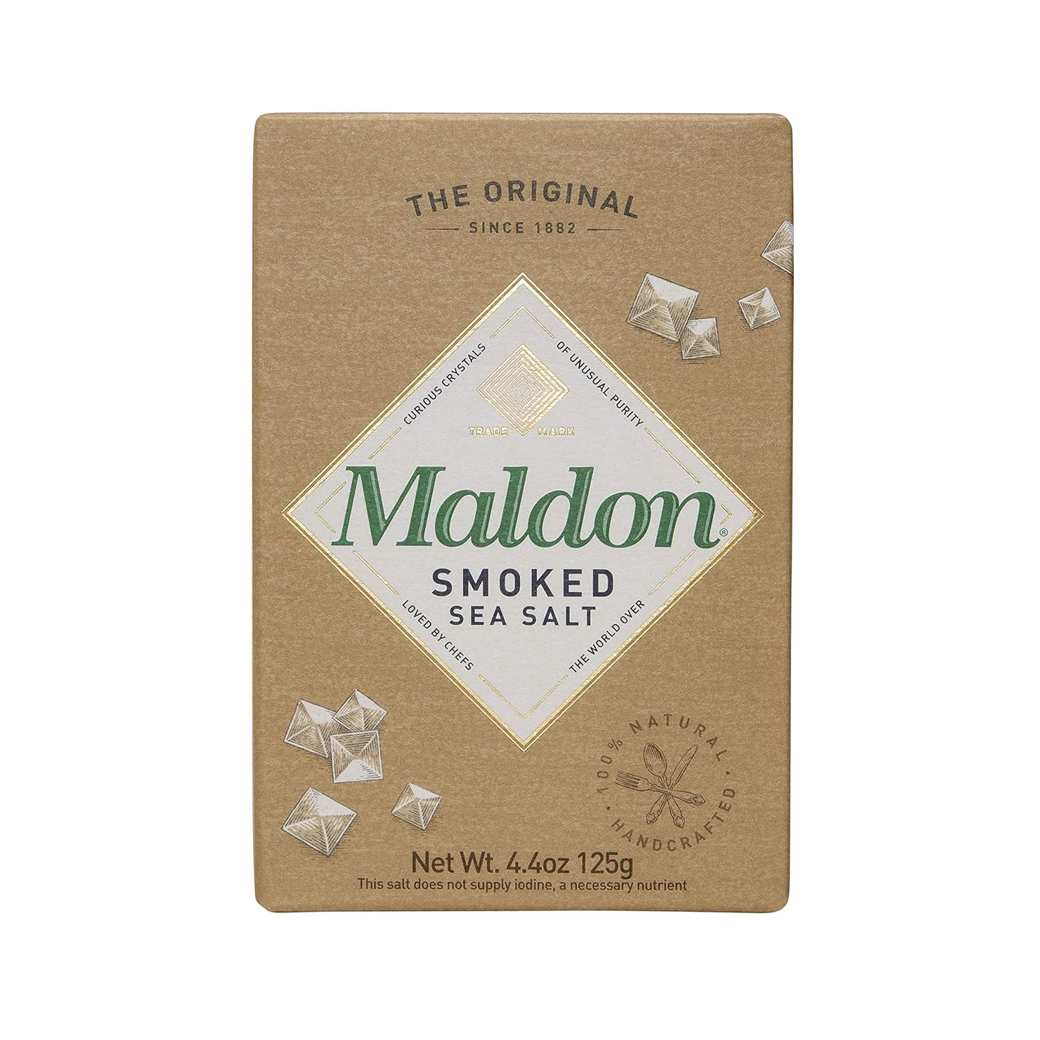 Maldon Salt, Smoked Sea Salt Flakes, 4.4 Oz (125 G), Kosher, Natural, Gently Smo