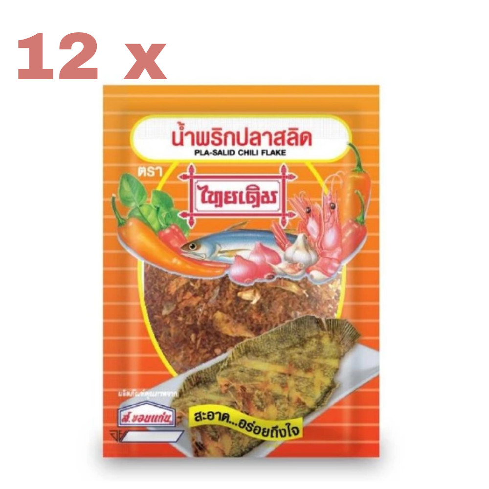 Thai Derm Chili Paste Nam Prik Gourami Fish Flake Spicy Thai Food Seasoning x 12