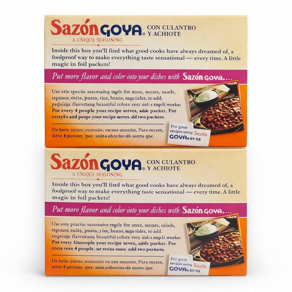 GOYA Sazon Con Culantro y Achiote 2 Pack 8 Packet Boxes 1.41 oz El Original