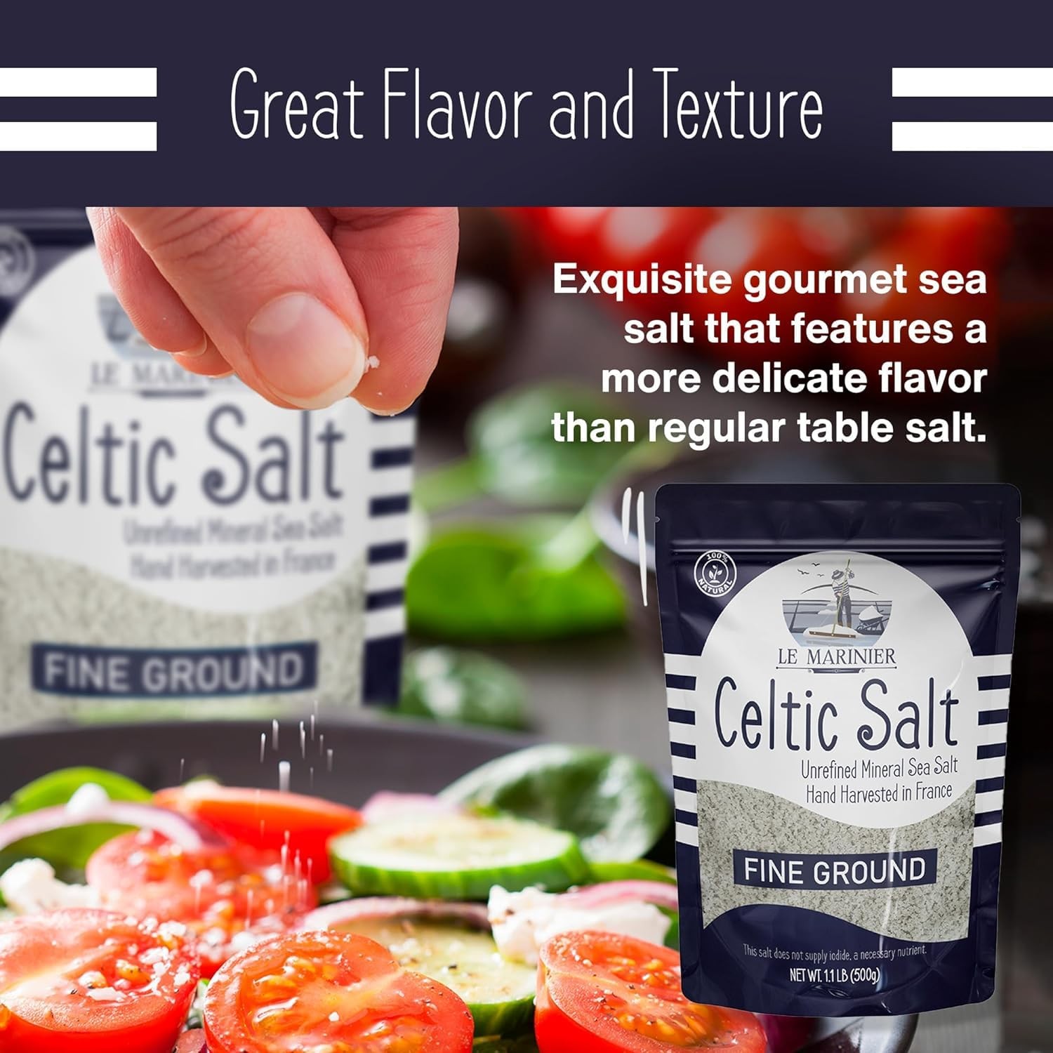 Celtic Salt Organic Fine Ground, 1.1lb – 18oz. Mineral Rich. 100% Natural