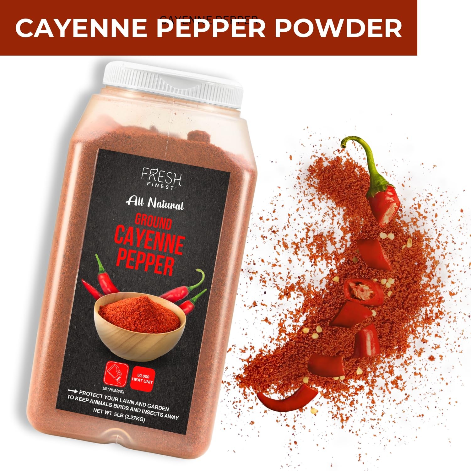 Bulk Cayenne Pepper Powder 5 LB – 50,000 SHU Heat for Cooking