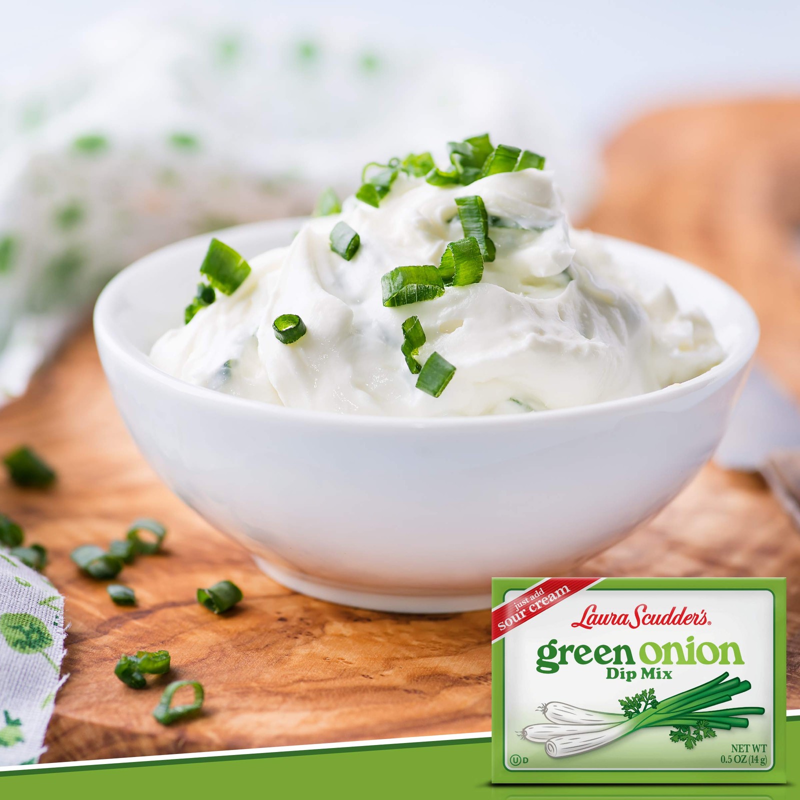 Laura Scudders Green Onion Dry Dip Mix and Seasoning – Great For 4 X 14 Grams