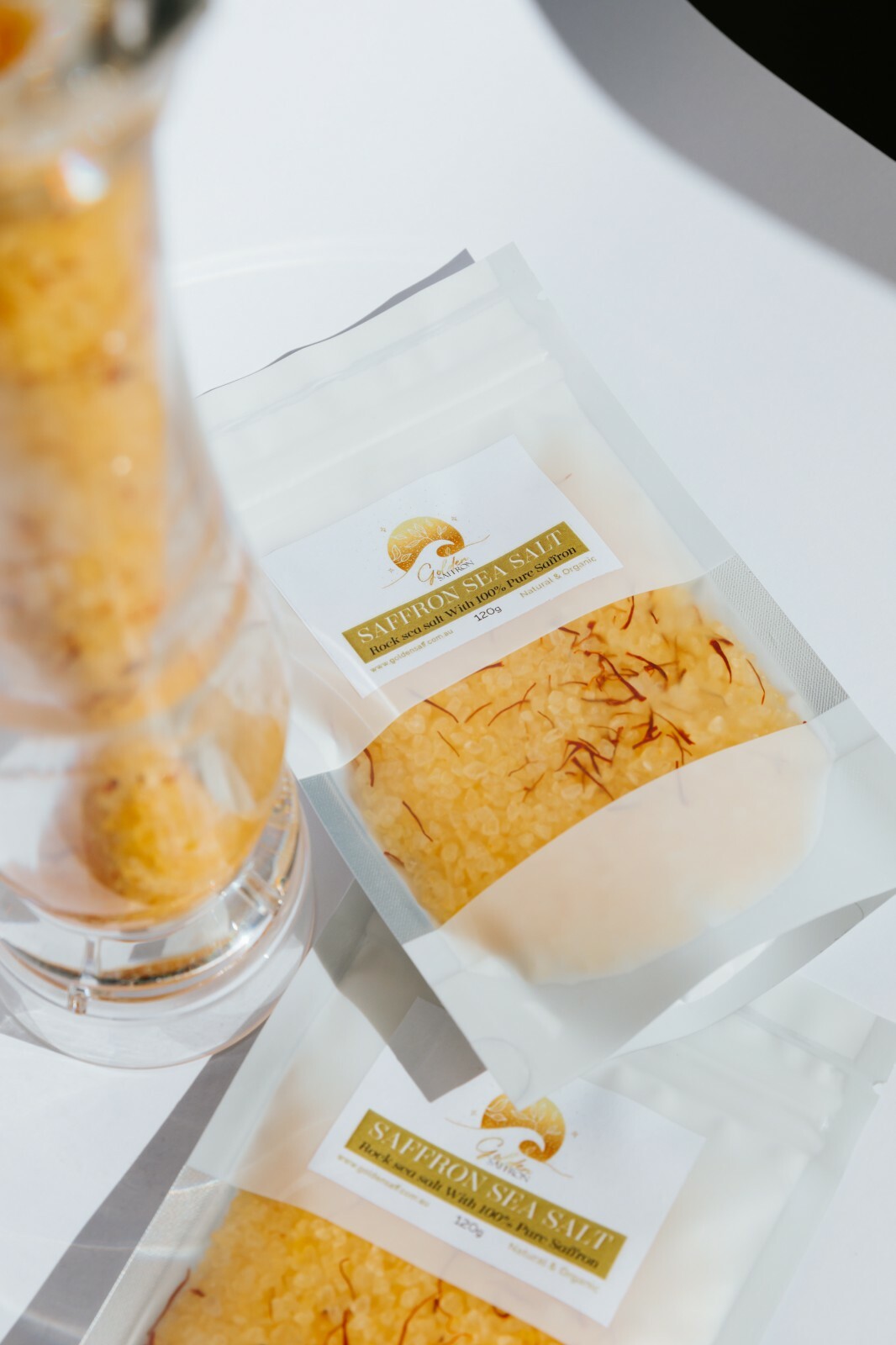 Saffron Sea Salt | Golden Sea Salt (Infused sea salt in Saffron) 120 gr