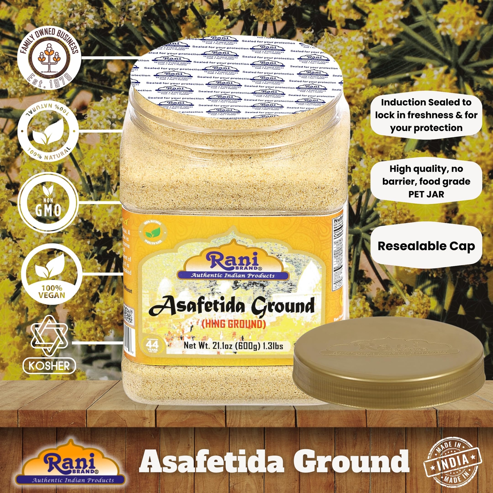 Rani Asafetida (Hing) Ground 21oz (600g) 1.3lbs PET Jar