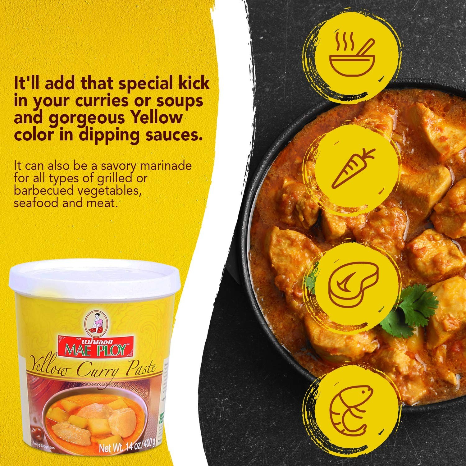 Authentic Thai Yellow Curry Paste – No MSG, Aromatic & Versatile