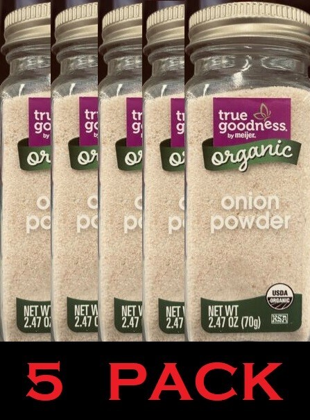 5x TRUE GOODNESS USDA Organic ONION POWDER Spice – 2.47 oz Jar – 5 PACK