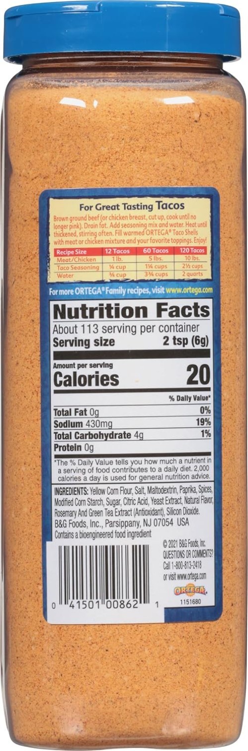 Taco Seasoning Mix, Flavor, 24 oz (6 Pack)