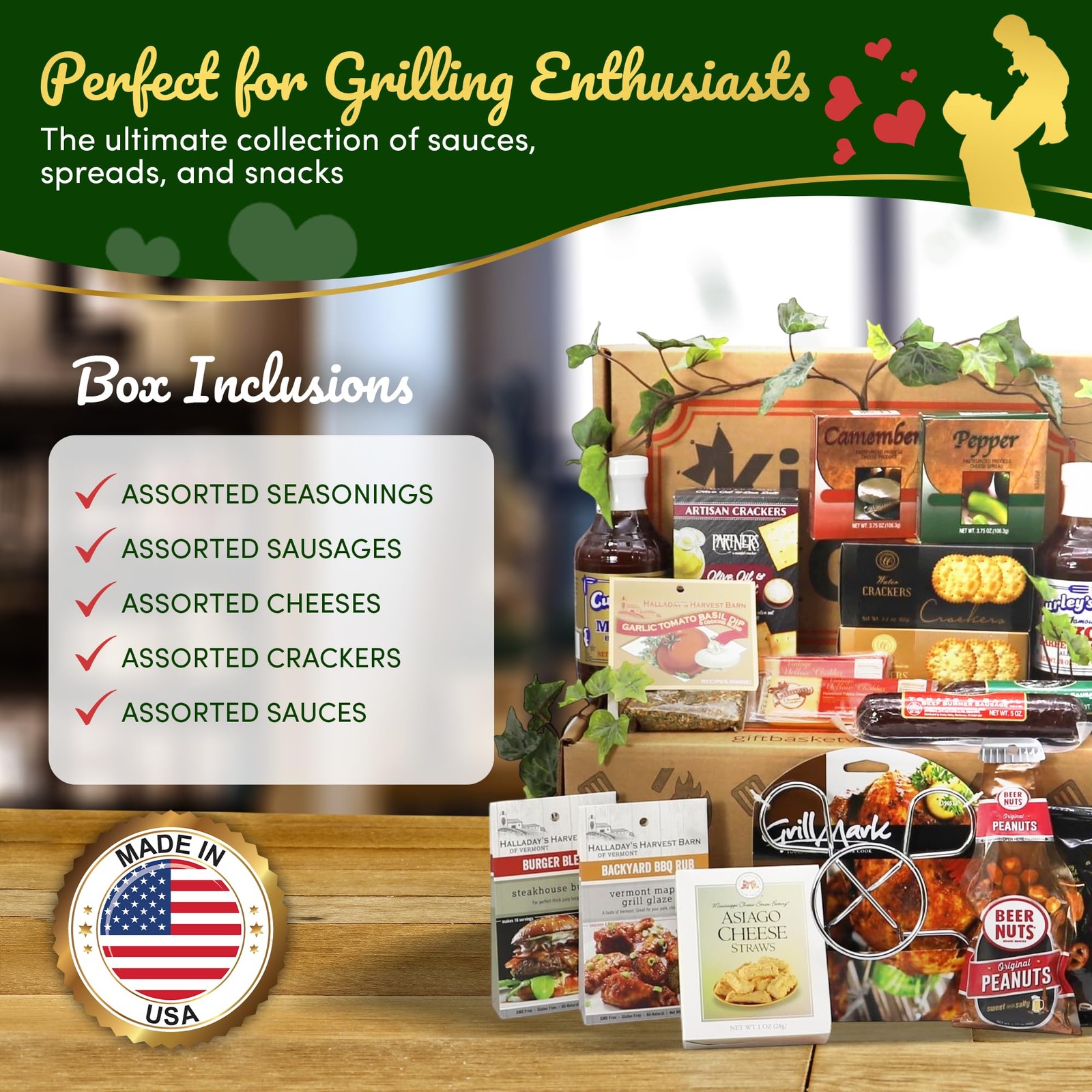 Gift Basket Village King of The Grill Gift Box with Seasonings Sauces, Cheese