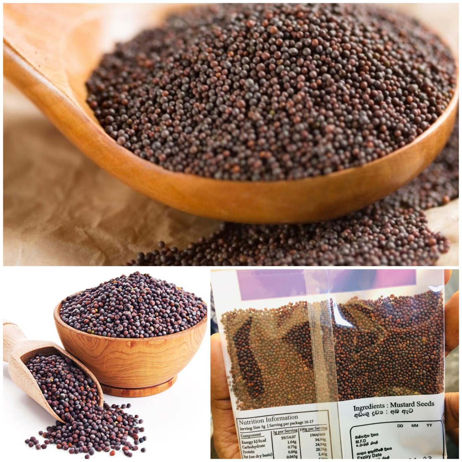 Black/Brown Mustard Seeds (Brassica) 100% Organic Pure Natural Spices Ceylon