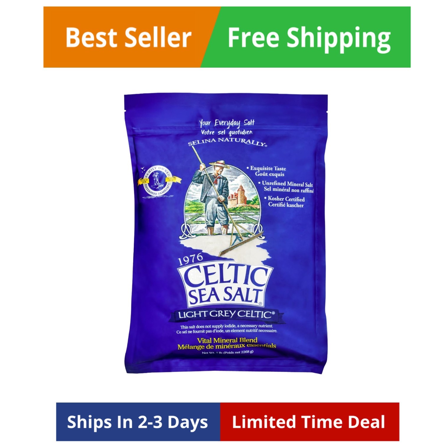 Light Grey Coarse – Unrefined Mineral Salt, 70+ Trace Minerals, Sustainably H…