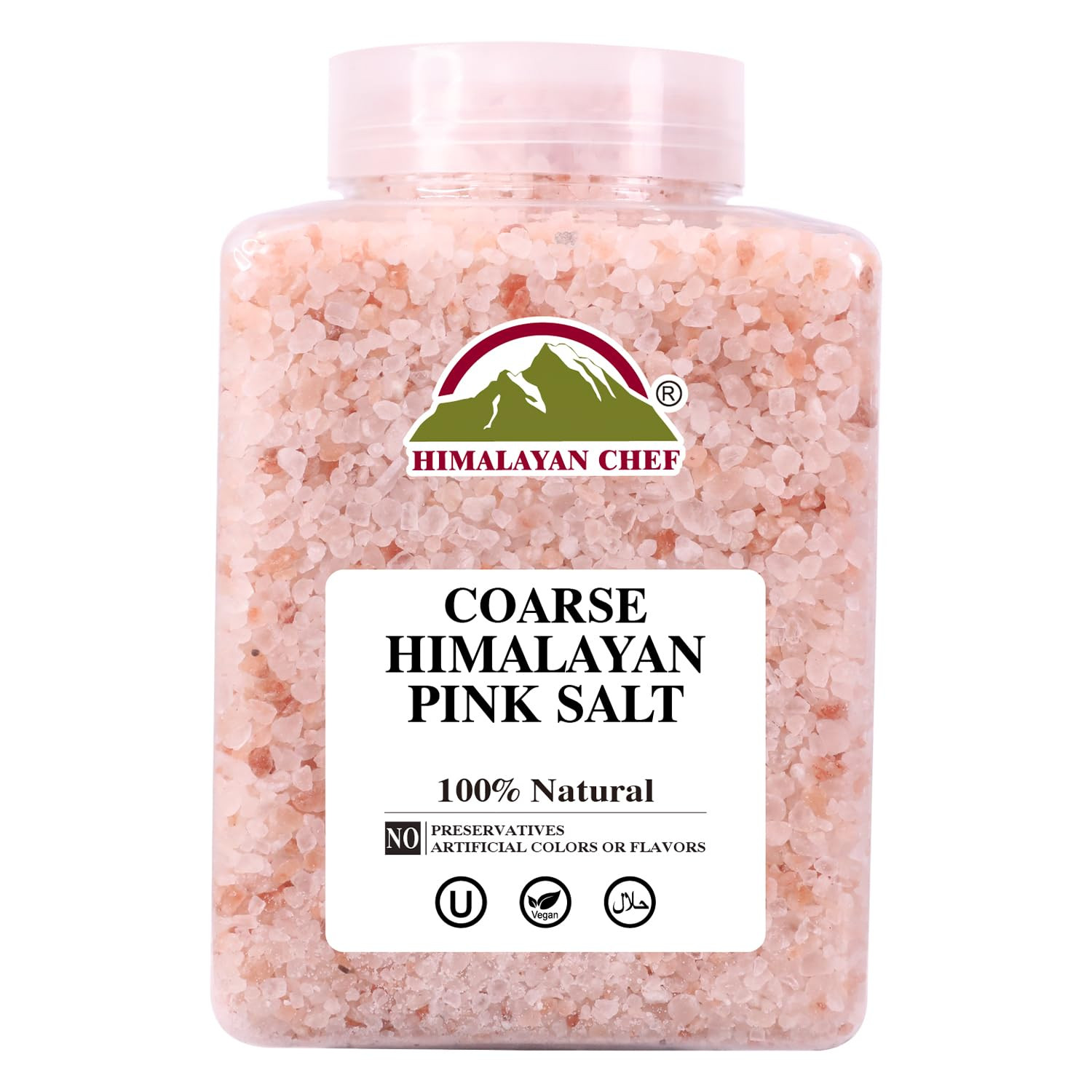 Pink Himalayan Salt Coarse Grain, 5 Lbs Plastic Jar – Pure, Natural, Kosher, Min