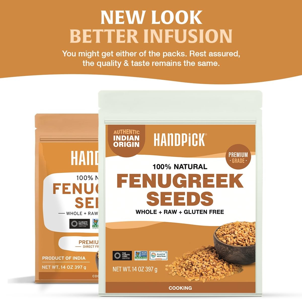 Fenugreek Seeds 14oz – Whole Methi, Indian Origin, Resealable Pouch
