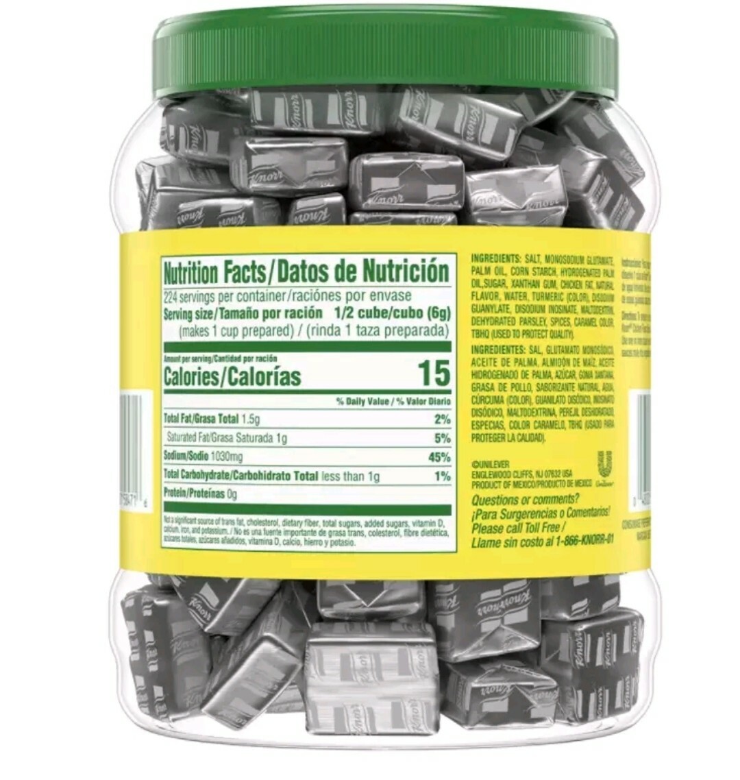 Knorr Chicken Flavor Bouillon Cubes 112 Cubes Jar