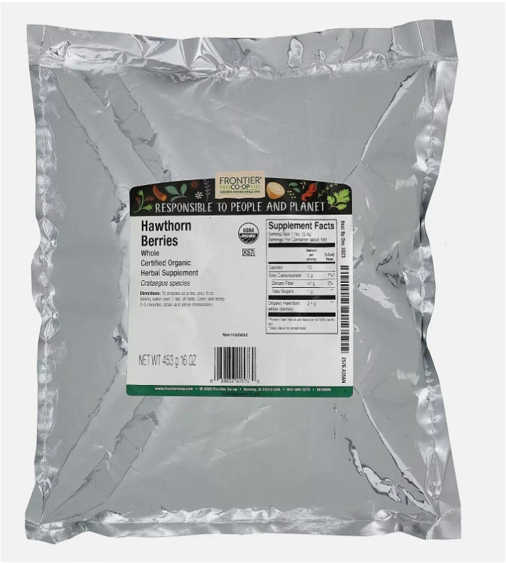 Frontier Organic Whole Hawthorn Berries 16 oz (453 g) 12/2027