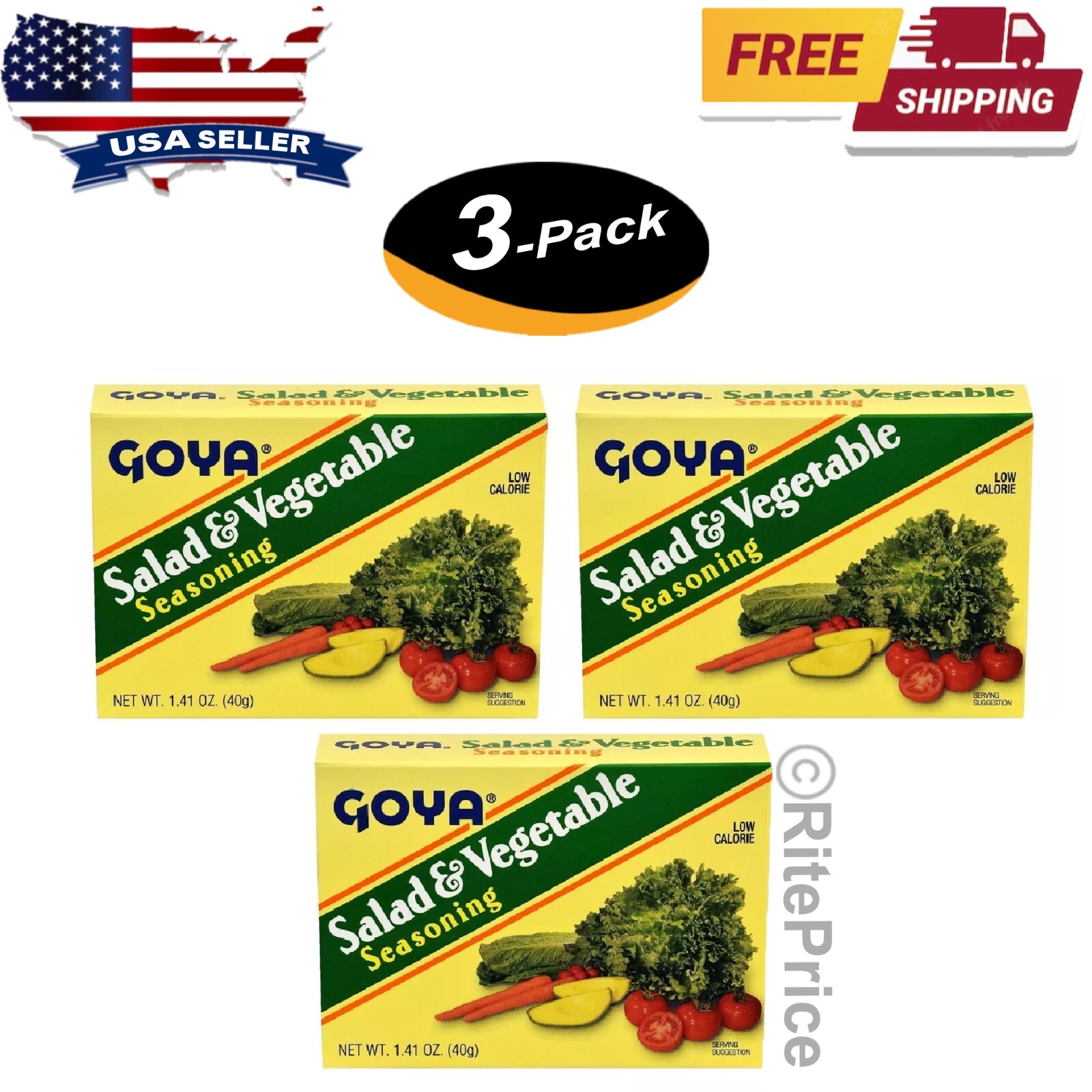 (3 Pack) Goya Spanish Salad & Vegetable Seasoning 1.41 oz – New- Free Shipping
