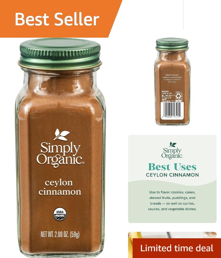 Delicate Flavor Ground Ceylon Cinnamon – 2.08oz Glass Bottle for Gourmet Cooking
