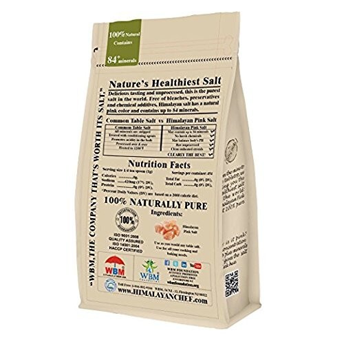 Himalayan Chef Pink Himalayan Salt, Fine Grain – 1 lbs (1 Pound Bag)