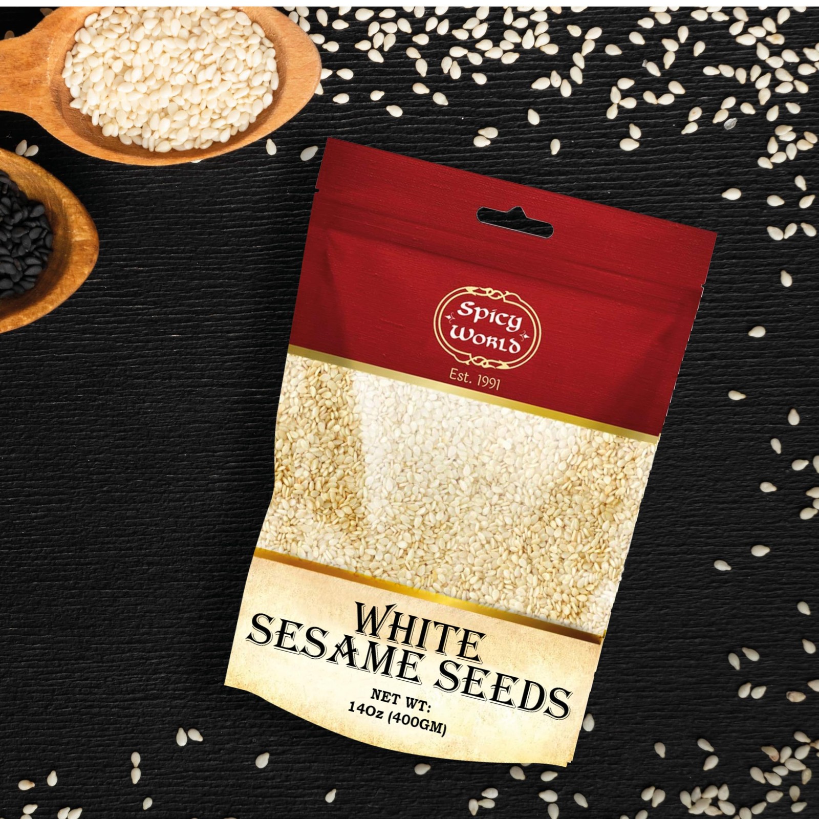 White Sesame Seeds 14oz Bag – Natural, Raw, Hulled – By 14 Ounce (Pack of 1)