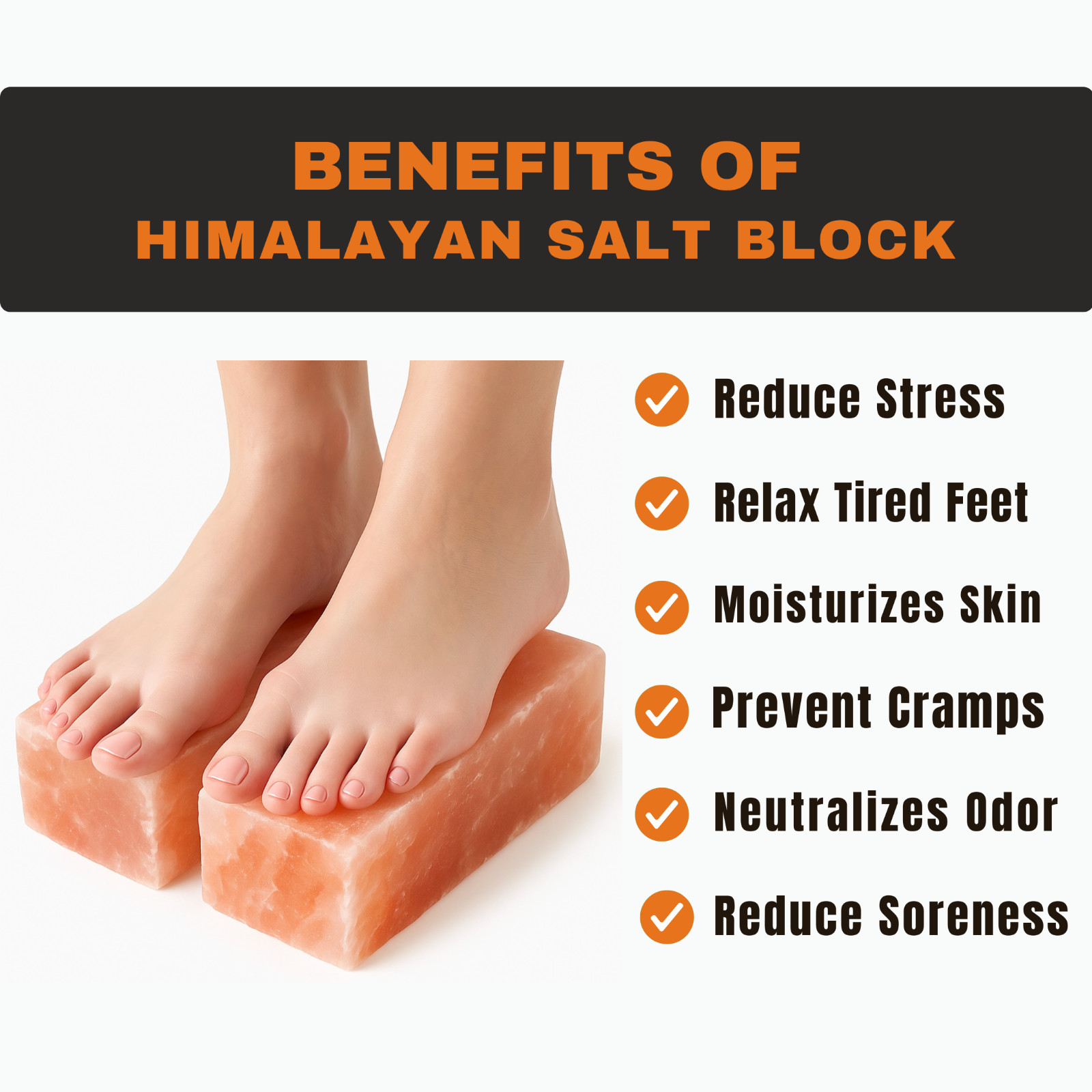 Himalayan Pink Salt Foot Therapy Blocks – Organic Spa Detox Anti-Bacterial