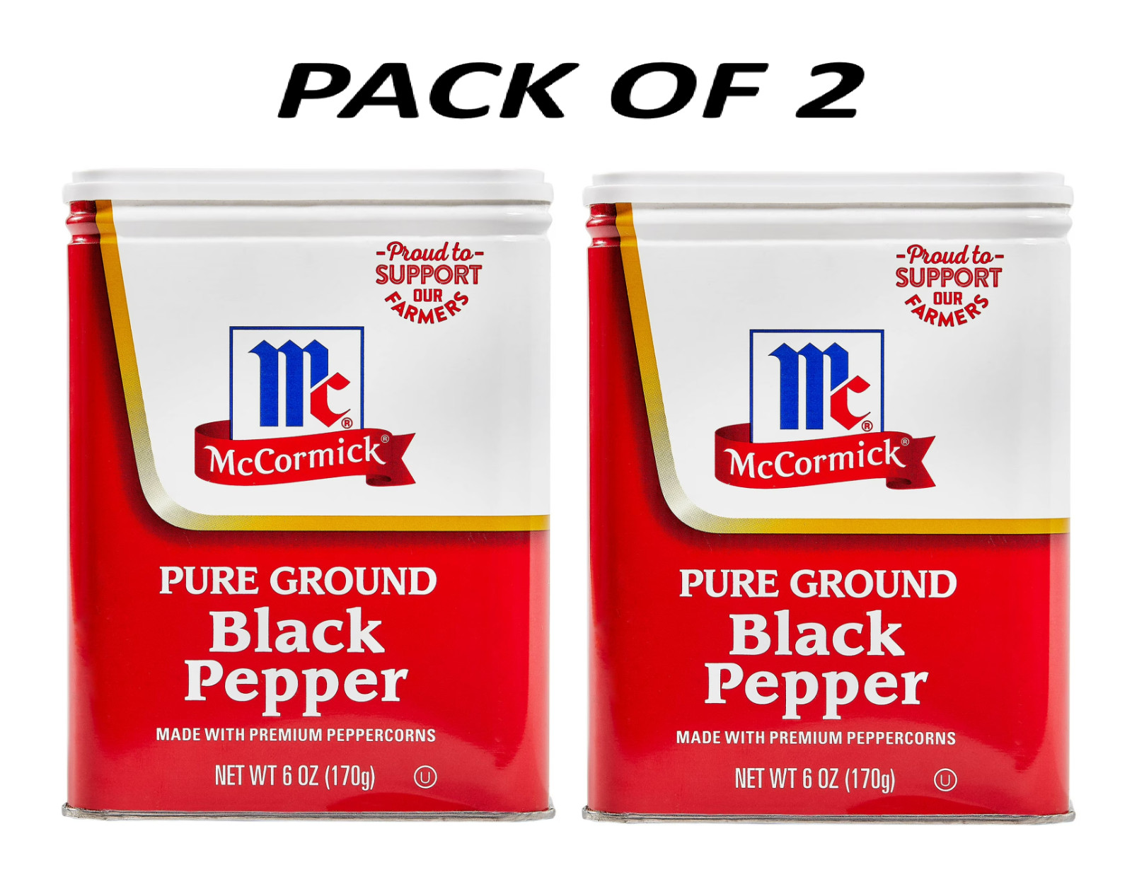 McCormick Pure Ground Black Pepper, 6.0 oz Can