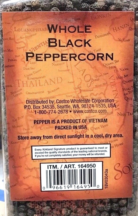 2 Jars Kirkland Signature Whole Black Pepper Peppercorn 14.1 oz Each Jar