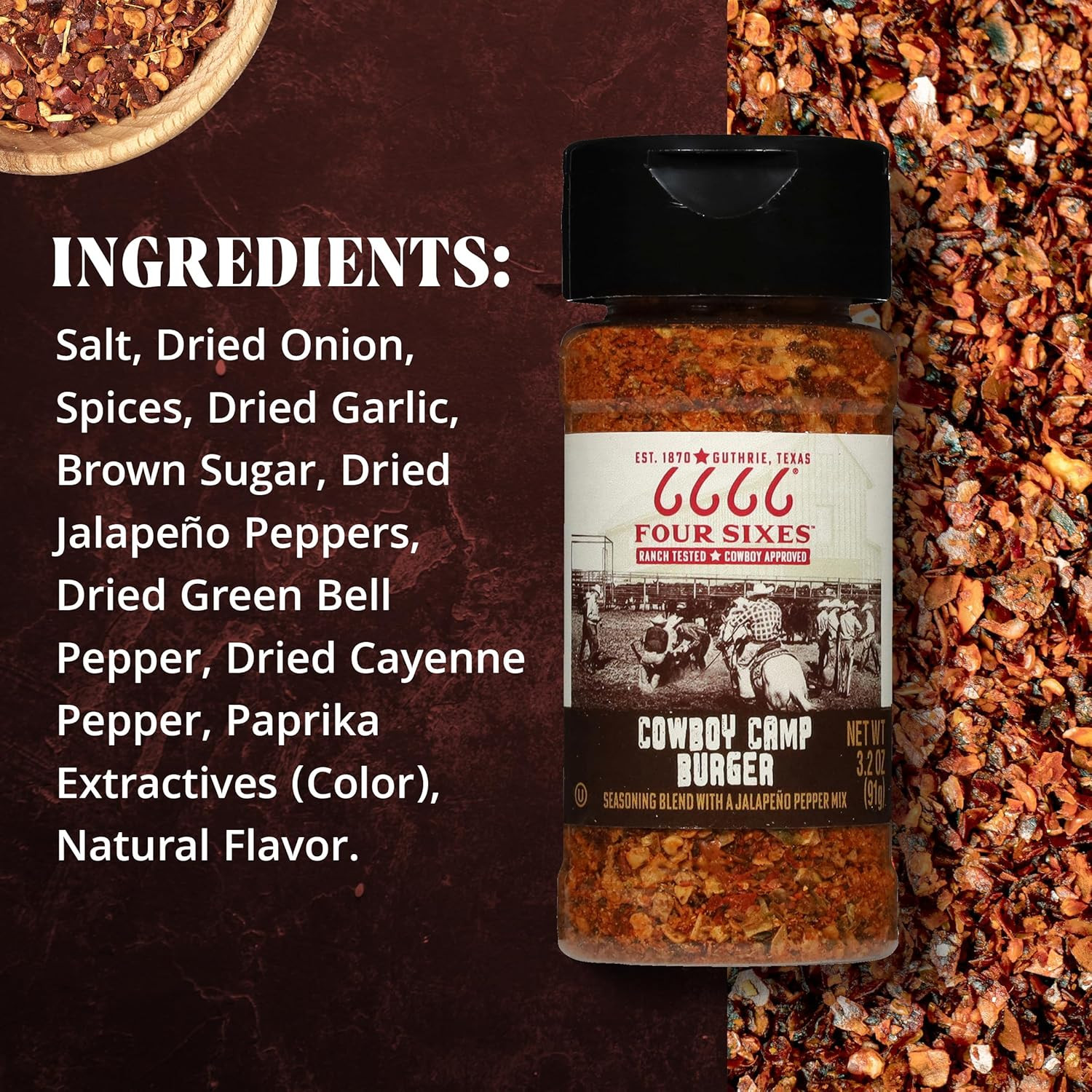 6666 Four Sixes Cowboy Camp Burger Seasoning, 5.75 Ounce