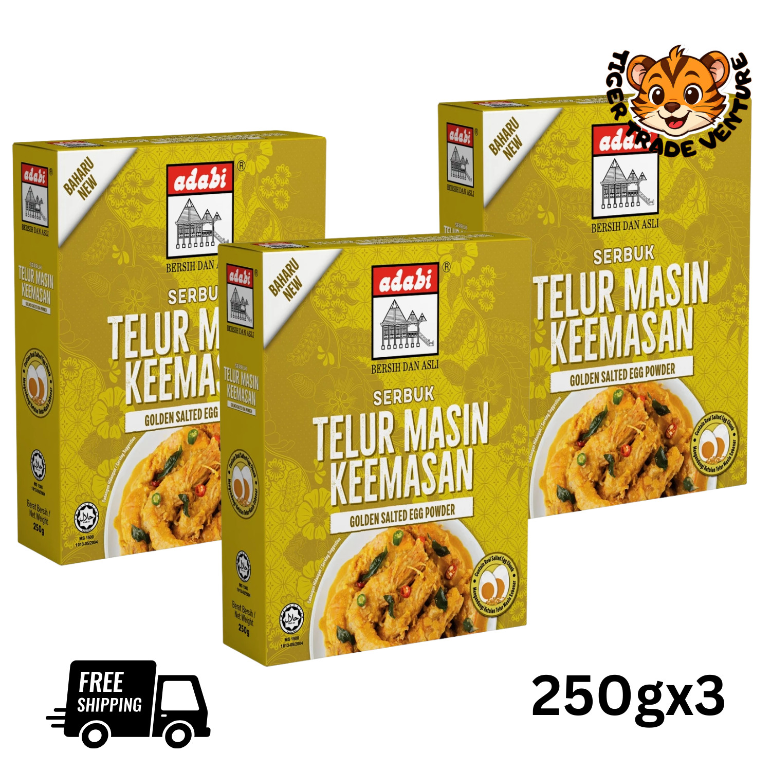 Adabi Golden Salted Egg Powder 250g – 3 Pack Bundle Express Shipping