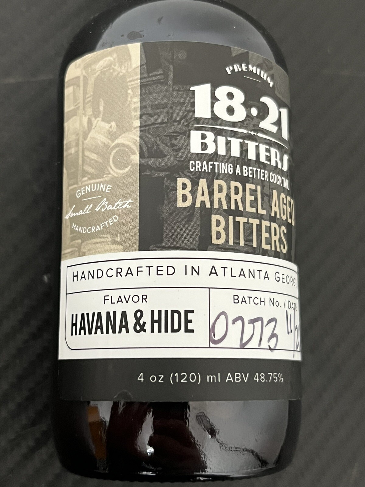 18.21 Bitters Barrel Aged Cocktail Bitter, Havana & Hide Flavor, 4oz (120ml)