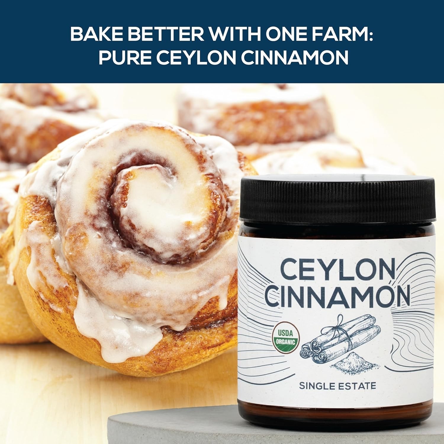 One Farm by WAAYB Organic Ceylon Cinnamon, Single Estate, Freshly Ground Premium