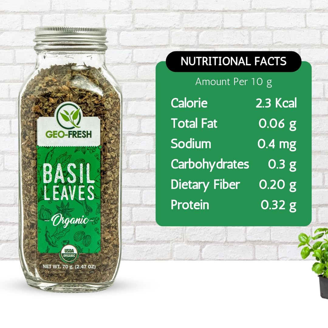 Organic Basil, 2.47 oz (70g), Non-GMO, Kosher, 100% Organic, Gluten Free, USD…