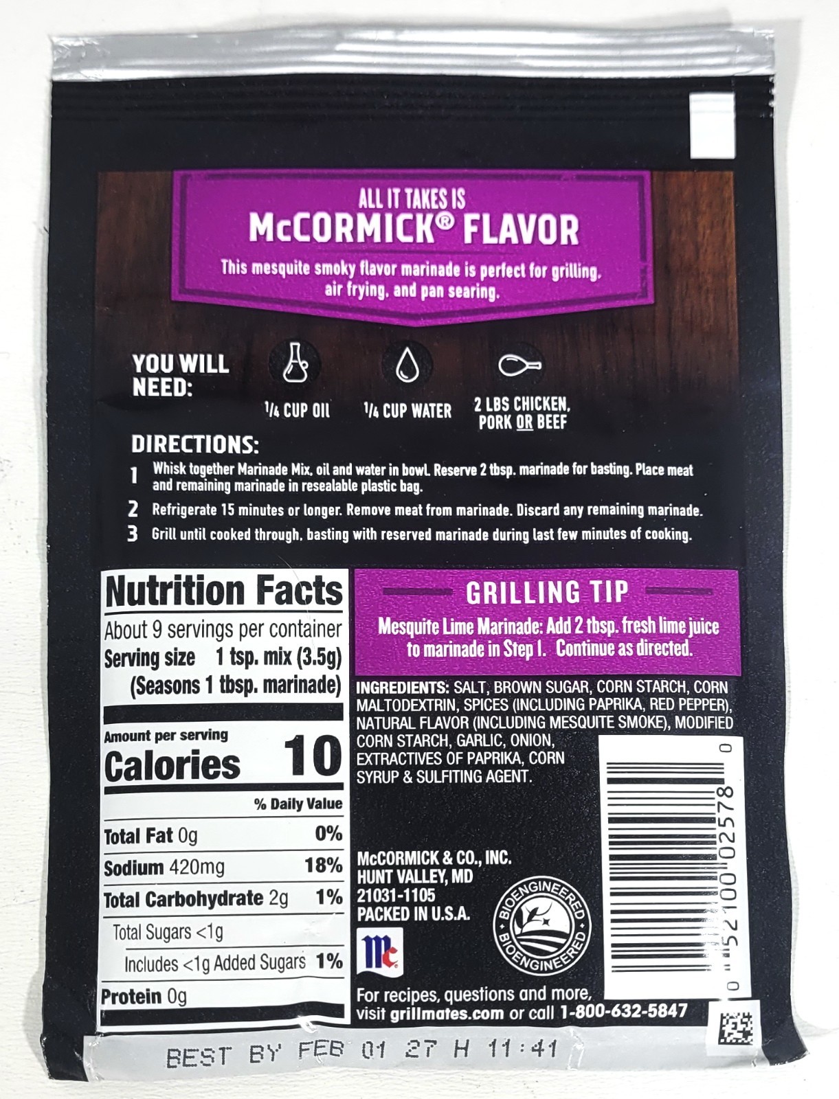 McCormick Grill Mates Mesquite 15 Minute Marinade Mix (Pack of 6 – 1.06oz Each)