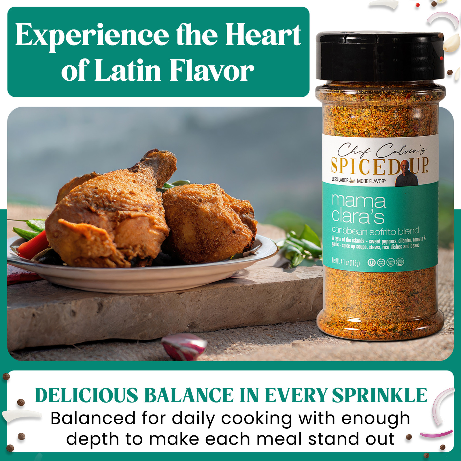 Asian BBQ Rub & Mama Clara Sofrito Seasoning for Rice, Beans & Soup – Non GMO