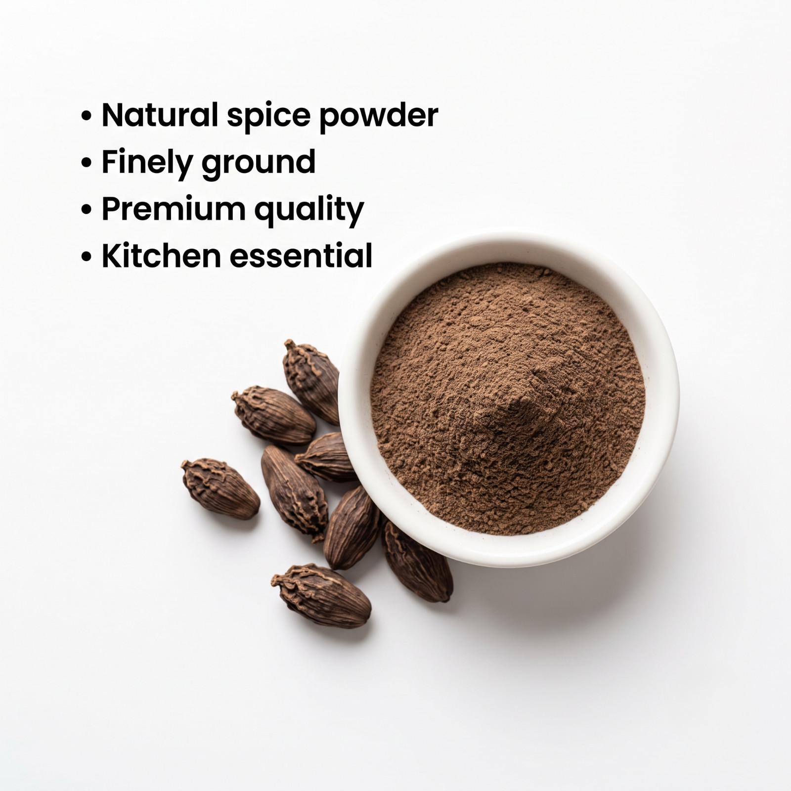 Black Cardamom (Badi Elachi) Ground, Powder Indian Spice